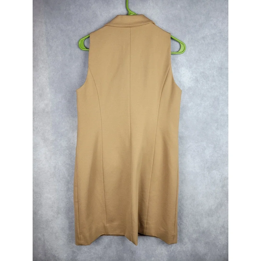 SPANX Sleeveless Blazer Dress Camel Tan Notch Lapel Single‎ Button